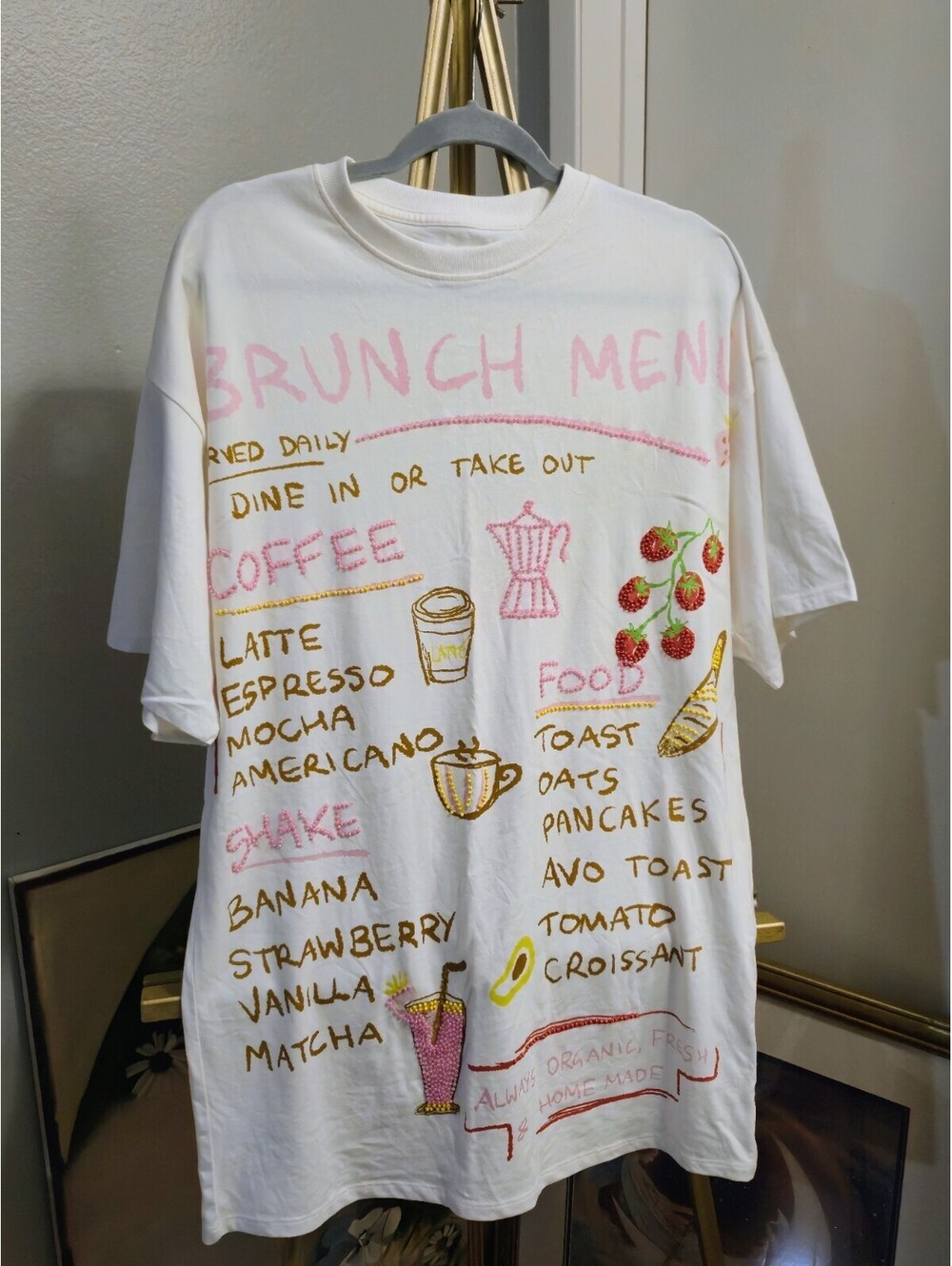 Next Oversized Embroidered Bead Cotton Short Sleeve NWT Women's Size XS